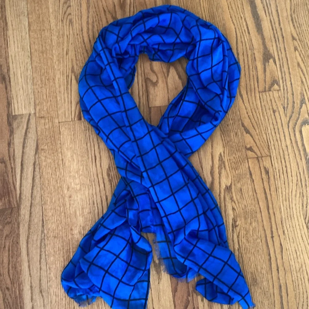 J Crew windowpane check silk scarf wrap